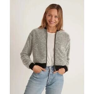Marine Layer Birdseye Bomber Jacket Black White Womens Small